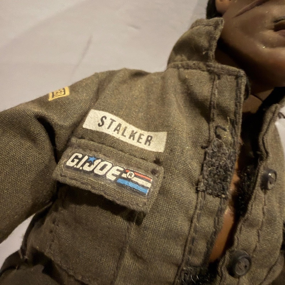 Vtg Hasbro 1994 G.I. Joe Stalker 30th Anniversary Black Soldier Figure Wood Base